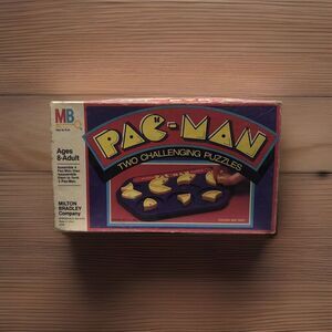 MB Pac Man Two Challenging Puzzles Game 1980 Milton Bradley All Pieces In Box